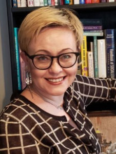 woman smiling glasses profile photo