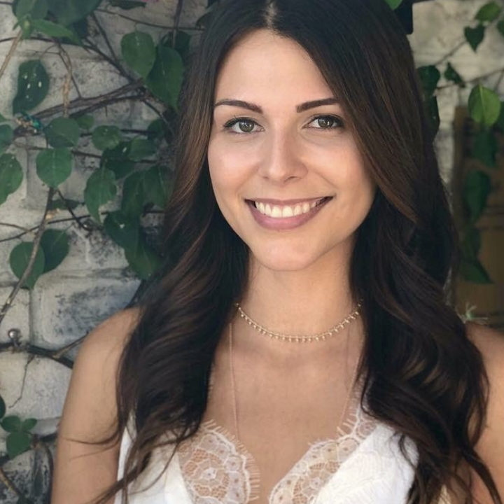 Woman smiling profile photo flowers